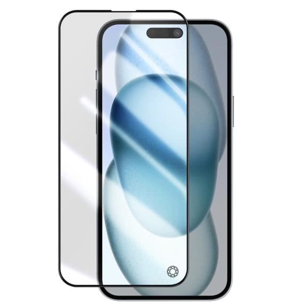 Skärmskydd - FORCE GLASS - iPhone 15 Plus - Okrossbart glas - Flexibelt - 2.5D Edge