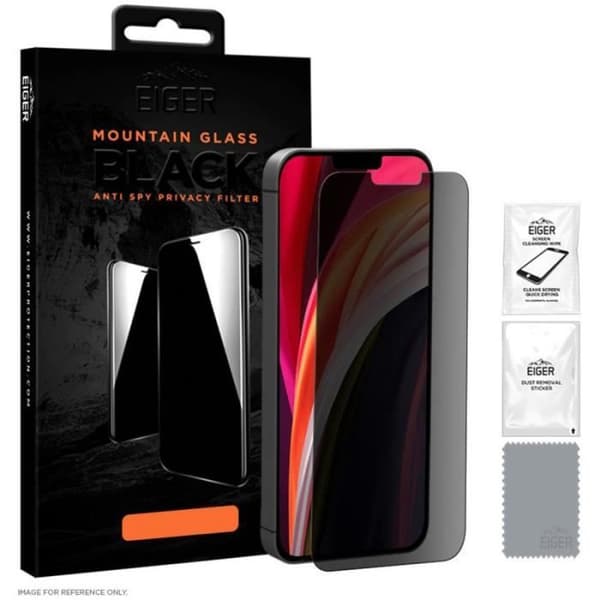 Skärmskydd för iPhone 13 Mini Privacy i premium härdat glas 2.5D Eiger Transparent Black