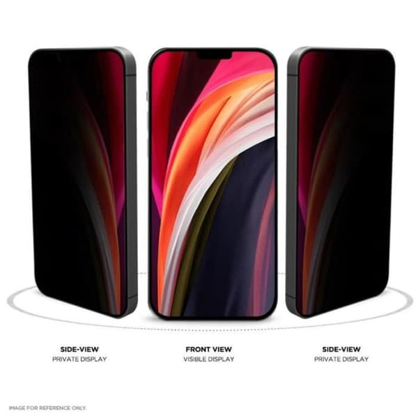 Skärmskydd för iPhone 13 Mini Privacy i premium härdat glas 2.5D Eiger Transparent Black