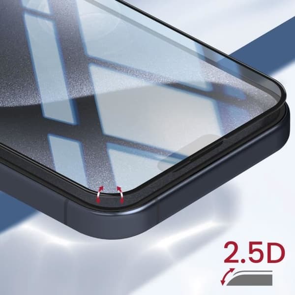 Skärmskydd - FORCE GLASS - iPhone 15 Pro - Okrossbart glas - Flexibelt - 2.5D Edge