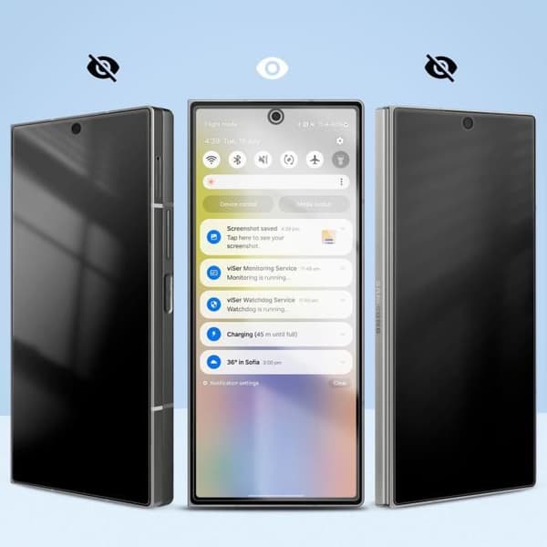 Härdat glas - AVIZAR - Samsung Galaxy Z Fold 6 - Anti-spion - Repellerande - Svart