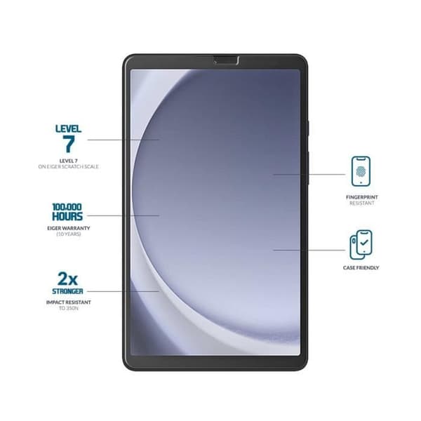 Skärmskydd för Galaxy Tab A9 i premium härdat glas Asahi 2.5D Eiger Transparent