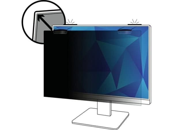 3M PF250W9EM, 63,5 cm (25"), 16:9, Skjerm, Rammeløst skjermfilter, Blank/Matt, Anti-gjenskinn, Privatliv Sort