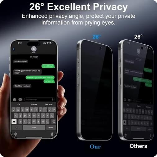 2-Pack iPhone 16 Pro Privacy SekretessSkärmskydd - Anti-Spy Härdat Glas