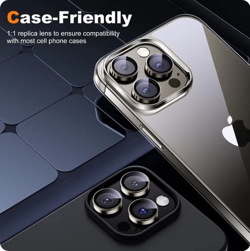 2-Pack iPhone 16 Pro Kamera linsecover Hærdet glas - Sort Titanium