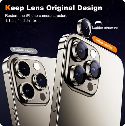 2-Pack iPhone 16 Pro Max Kameralinsskydd Härdat glas -Svart Titan