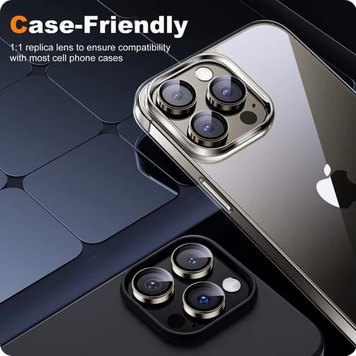 2-Pack iPhone 16 Pro Max Kameralinsskydd Härdat glas -Svart Titan