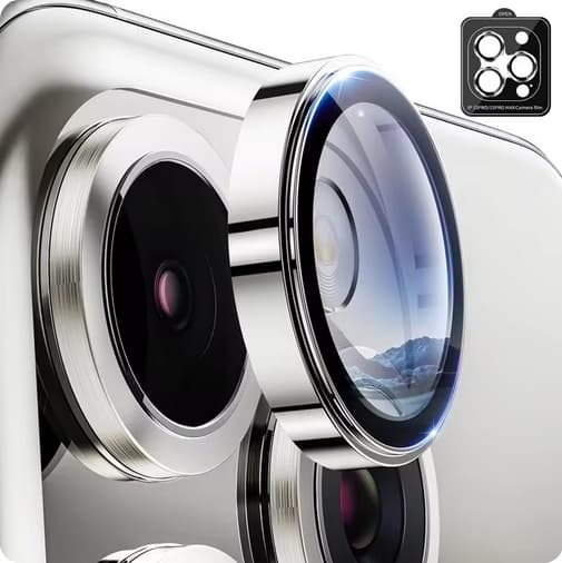 2 kpl iPhone 16 Pro -kameran linssinsuojus Karkaistu lasi - Hopea titaani
