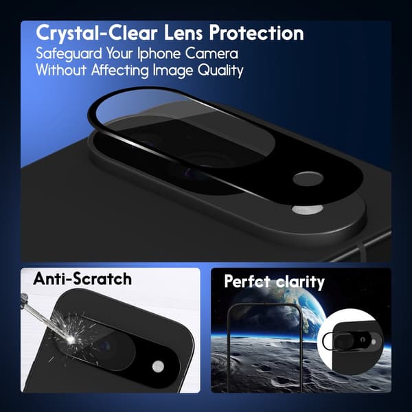 2-Pack Google Pixel 9 Skärmskydd & 2-Pack linsskydd - Härdat Glas 9H - Super kvalitet 3D