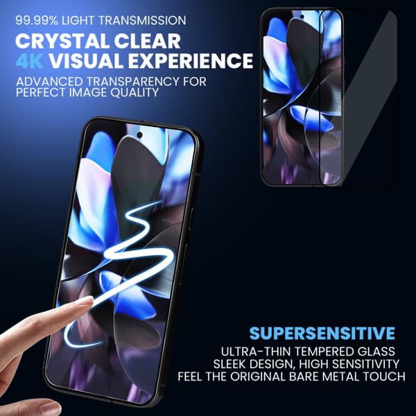 2-Pack Google Pixel 9 Pro Xl Skärmskydd & 2-Pack linsskydd - Härdat Glas 9H - Super kvalitet 3D