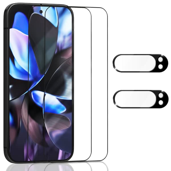 2-Pack Google Pixel 9 Pro Xl Skärmskydd & 2-Pack linsskydd - Härdat Glas 9H - Super kvalitet 3D