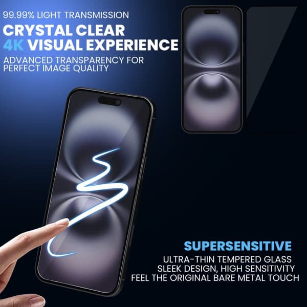 2-Pack Iphone 16 Skärmskydd & 1-Pack linsskydd - Härdat Glas 9H - Super kvalitet 3D