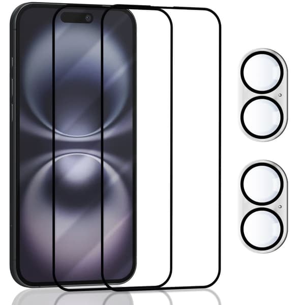 2-Pack Iphone 16 Plus Skärmskydd & 2-Pack linsskydd - Härdat Glas 9H - Super kvalitet 3D