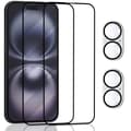 Miniatyrbild 1 av 7: 2-Pack Iphone 16 Plus 5G Skärmskydd & 2-Pack linsskydd - Härdat Glas 9H - Super kvalitet 3D