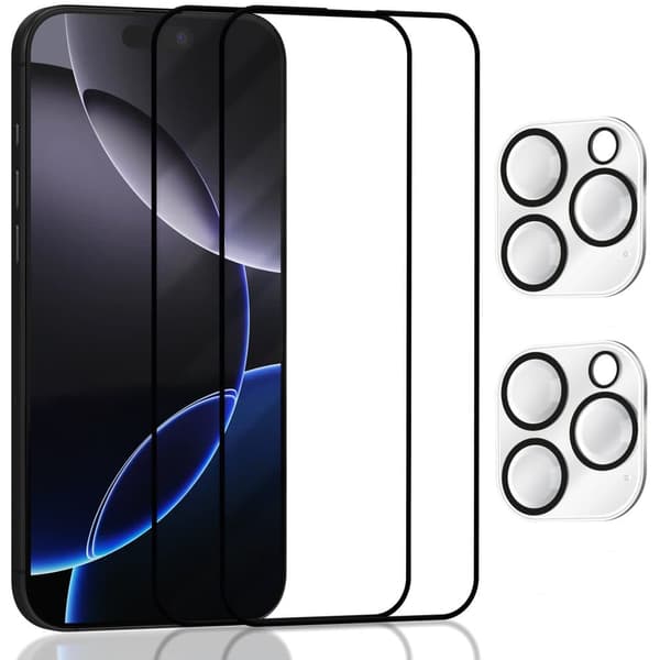 2-Pack Iphone 16 Pro Skärmskydd & 2-Pack linsskydd - Härdat Glas 9H - Super kvalitet 3D