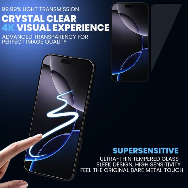 2-Pack Iphone 16 Pro Max Skärmskydd & 1-Pack linsskydd - Härdat Glas 9H - Super kvalitet 3D
