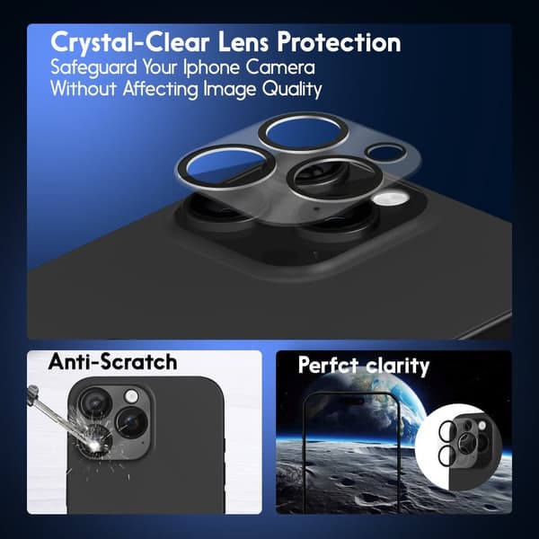 2-Pack Iphone 16 Pro Max Skärmskydd & 1-Pack linsskydd - Härdat Glas 9H - Super kvalitet 3D