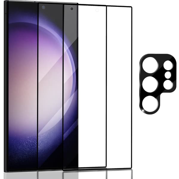 2-Pack Samsung S23 Ultra Skärmskydd & 1-Pack linsskydd - Härdat Glas 9H - Super kvalitet 3D