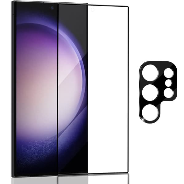 1-Pack Samsung S23 Ultra 5G Skärmskydd & 1-Pack linsskydd - Härdat Glas 9H - Super kvalitet 3D