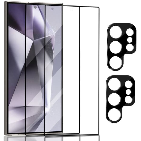 2-Pack Samsung S24 Ultra Skärmskydd & 2-Pack linsskydd - Härdat Glas 9H - Super kvalitet 3D