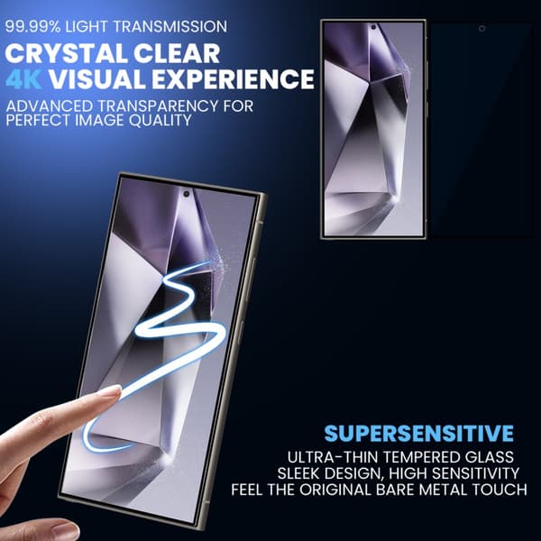 2-Pack Samsung S24 Ultra 5G Skärmskydd & 2-Pack linsskydd - Härdat Glas 9H - Super kvalitet 3D