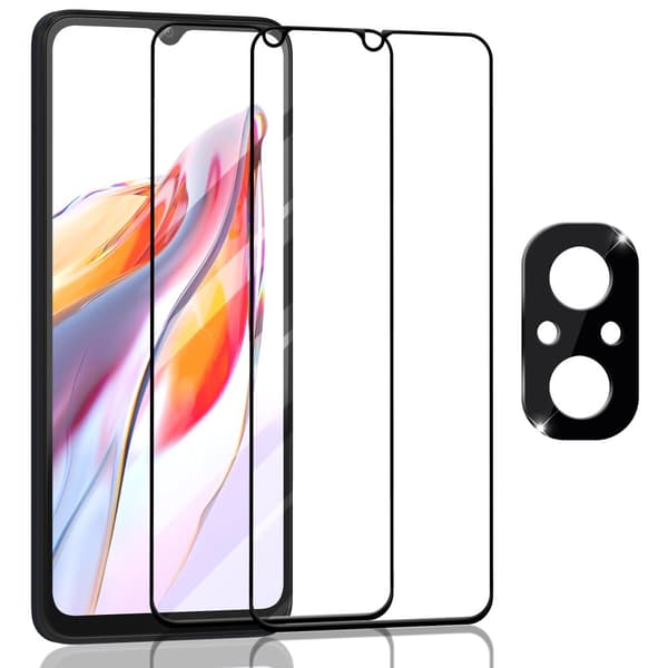 2-Pack Xiaomi Redmi 12C Skärmskydd & 1-Pack linsskydd - Härdat Glas 9H - Super kvalitet 3D