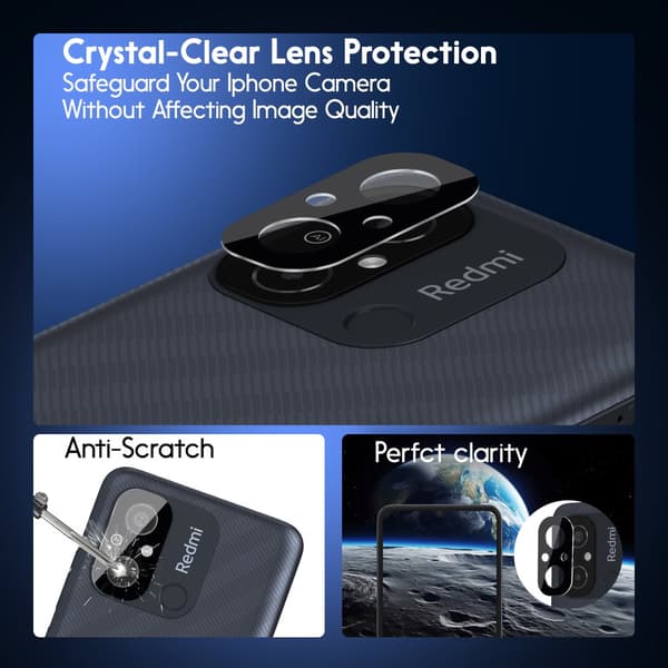2-Pack Xiaomi Redmi 12C 5G Skärmskydd & 2-Pack linsskydd - Härdat Glas 9H - Super kvalitet 3D