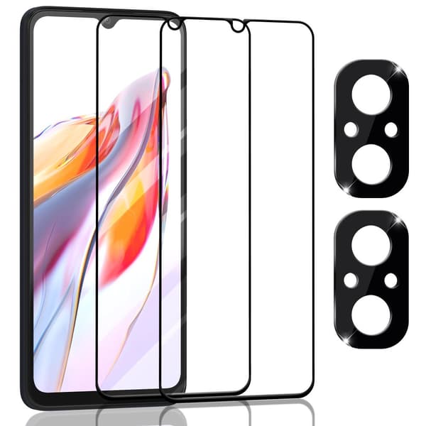2-Pack Xiaomi Redmi 12C 5G Skärmskydd & 2-Pack linsskydd - Härdat Glas 9H - Super kvalitet 3D