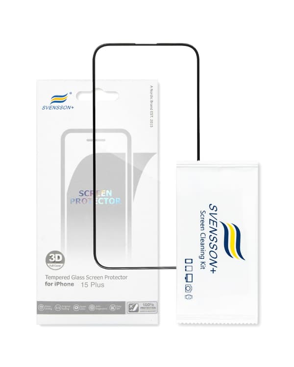 Svensson Plus Full Cover Tempered Glass for iPhone 15 Plus/16 Plus Retail Pack