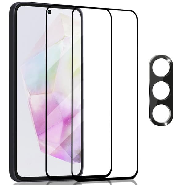 2-Pack Samsung A35 Skärmskydd & 1-Pack linsskydd - Härdat Glas 9H - Super kvalitet 3D