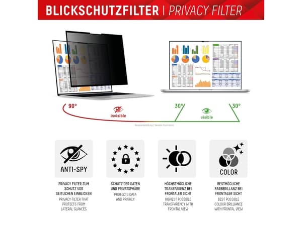 Displex PRIVACY SAFE removable 2-way privacy filter for Laptop/ Notebook (randlos/frameless) 16'''' (16:10), 40.6 cm (16"), 16:10, Laptop, Frameless