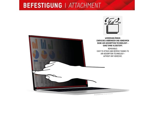 Displex PRIVACY SAFE removable 2-way privacy filter for Laptop/ Notebook (randlos/frameless) 16'''' (16:10), 40.6 cm (16"), 16:10, Laptop, Frameless