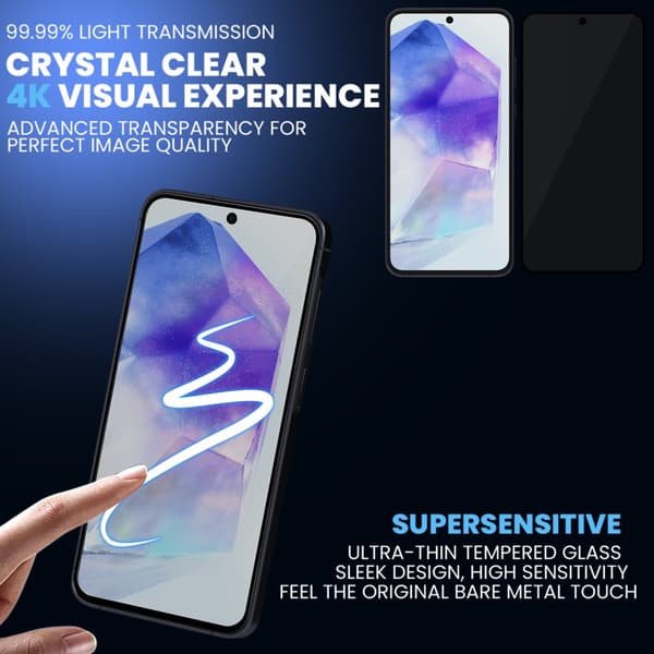 2-Pack Samsung A55 privacy Skärmskydd - Härdat Glas 9H - Super kvalitet 3D
