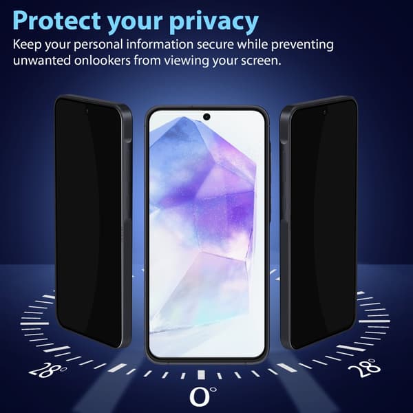 2-Pack Samsung A55 privacy Skärmskydd - Härdat Glas 9H - Super kvalitet 3D