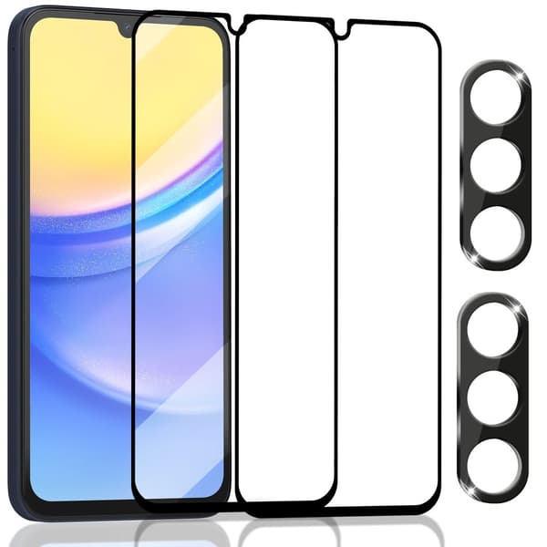 2-Pack Samsung A16 Skärmskydd & 2-Pack linsskydd - Härdat Glas 9H - Super kvalitet 3D