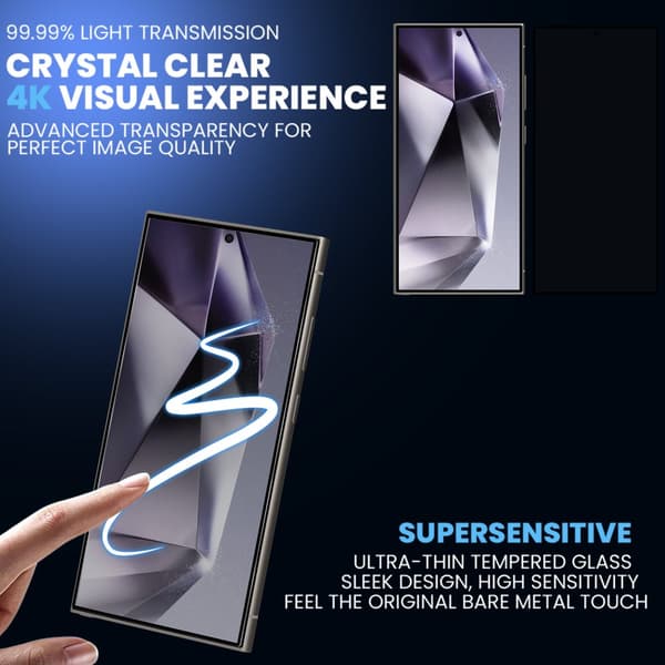 1-Pack Samsung S24 Ultra privacy Skärmskydd - Härdat Glas 9H - Super kvalitet 3D