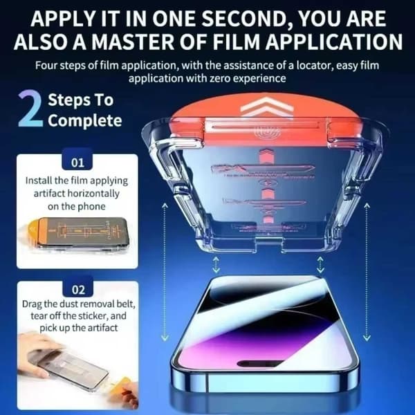 Easy Install iPhone 15 Pro Privacy Skärmskydd HD Härdat Glas
