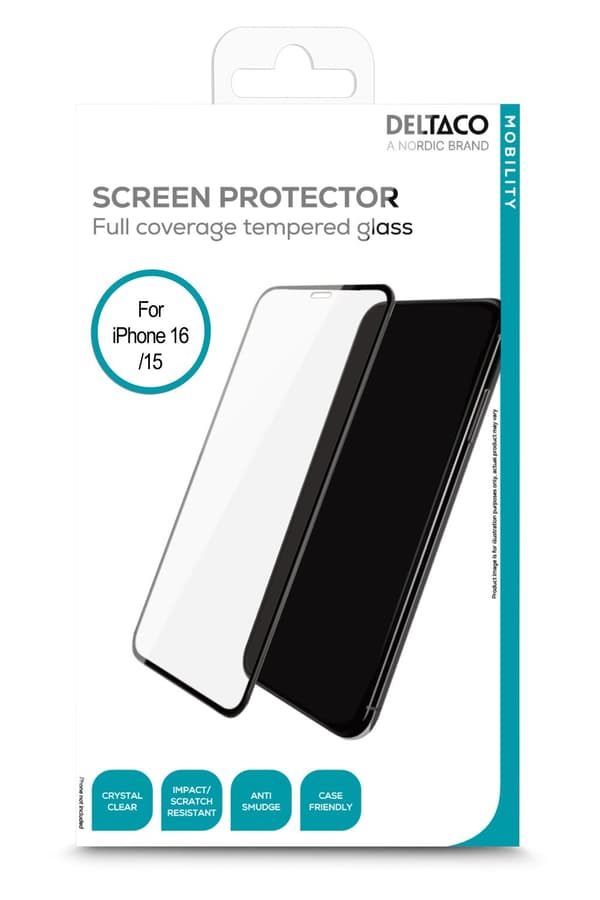 Screen protector, iPhone 15/16, 2.5D full coverage