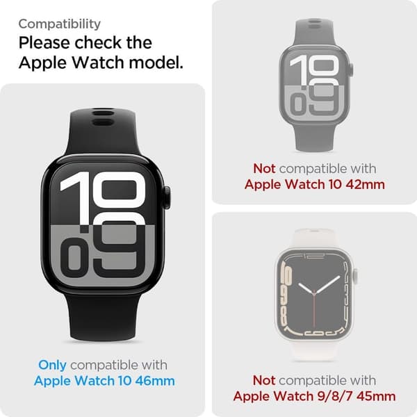 Apple Watch 10 46 mm skærmbeskyttelse med monteringsramme