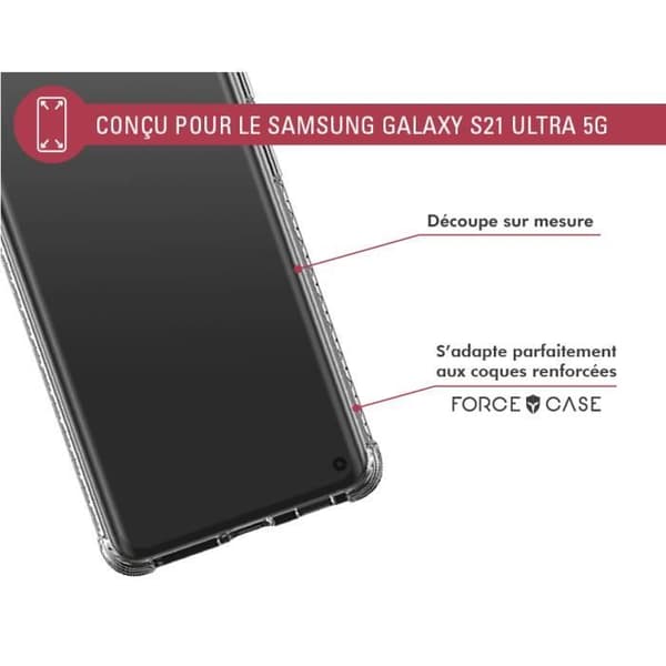 Skyddsglas - Force Glass - Samsung G S21 Ultra 5G - Organiskt glas - Repbeständigt - Livstidsgaranti