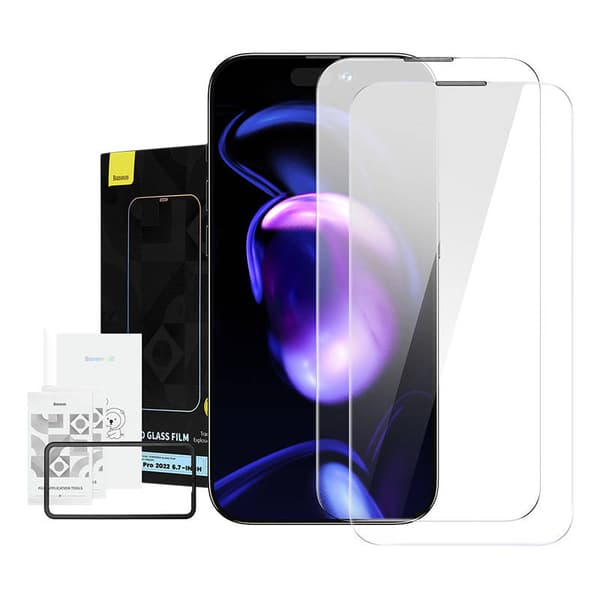 Baseus krystallherdet glass Støvtett 0,3 mm for iPhone 14 Pro Max (2 stk)