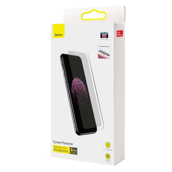 Baseus 0,3 mm skjermbeskytter (2 stk pakke) for iPhone X/XS/11 Pro 5,8 tommer