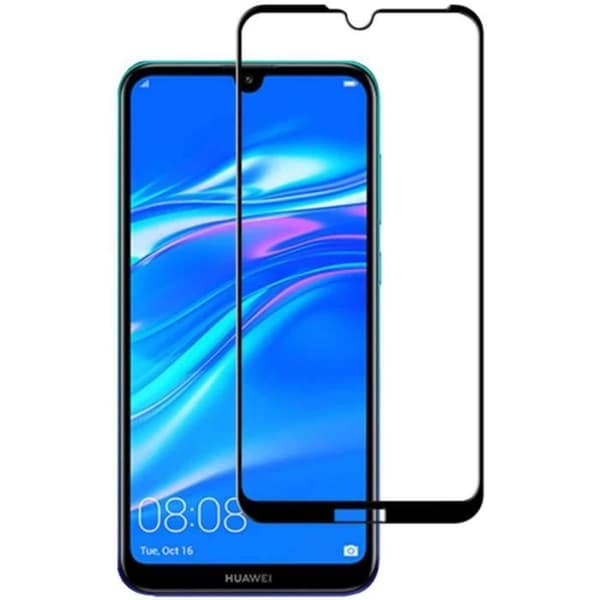 4D härdat glas HUAWEI Y7 2019, skärmskydd glas skyddsfilm full täckning