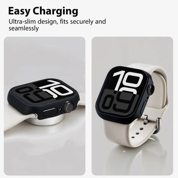 2-Pack Skyddsfodral med Inbyggt Skärmskydd för Apple Watch 45 storlek – Heltäckande Skydd med Härdat Glas, Enkel Installation (Svart)