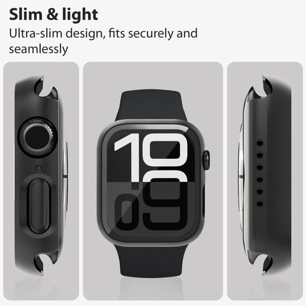 2-Pack Skyddsfodral med Inbyggt Skärmskydd för Apple Watch 45 storlek – Heltäckande Skydd med Härdat Glas, Enkel Installation (Svart)
