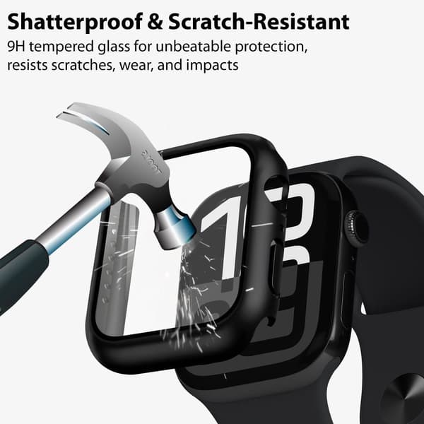 2-Pack Skyddsfodral med Inbyggt Skärmskydd för Apple Watch 45 storlek – Heltäckande Skydd med Härdat Glas, Enkel Installation (Svart)