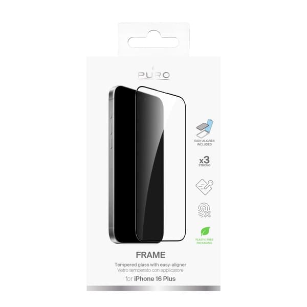 iPhone 16 Plus Frame Tempered Glass, Applicator included