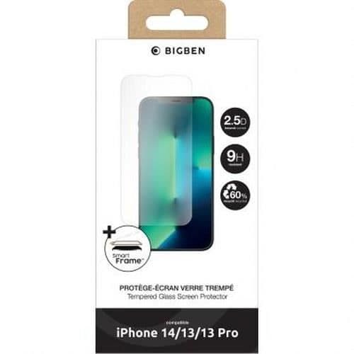 Skärmskydd för Apple iPhone 14 Plus / 13 Pro / 13 Flat med SmartFrame™ BIGBEN CONNECTED Transparent