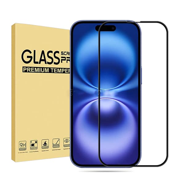 INF 2-pak hærdet glasskærmbeskytter til iPhone 16 - sort kant