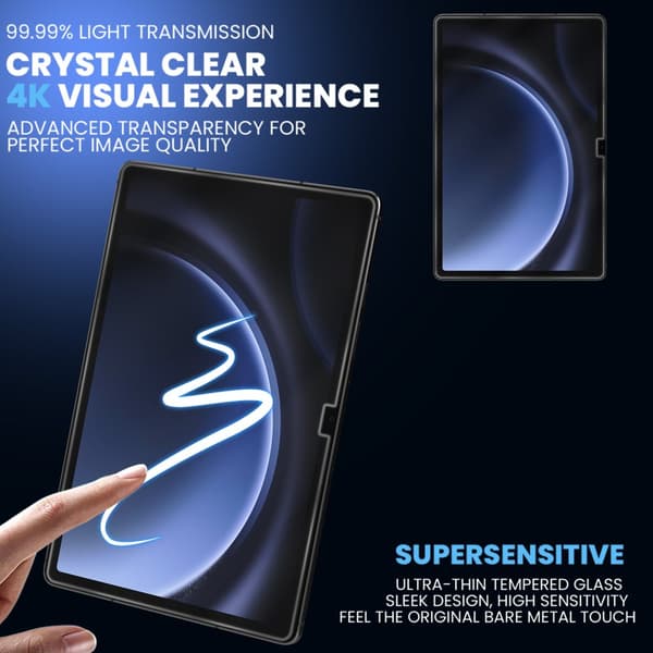 1-Pack Samsung Tab S9 FE Plus Skärmskydd - Härdat Glas 9H - Super kvalitet 3D